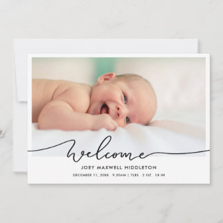 Faire-part de naissance de bienvenue Script photo 