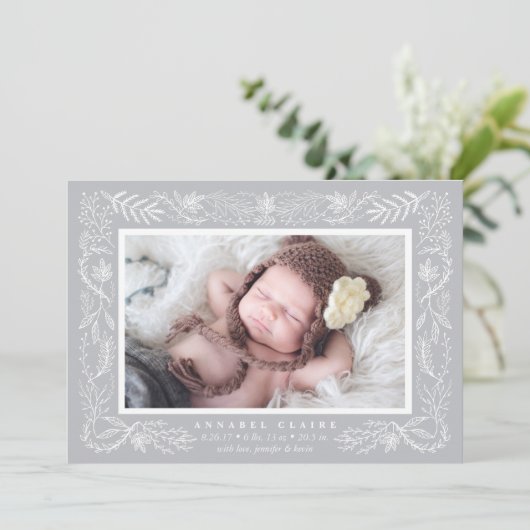 Faire-part de naissance de branches délicates | Do (Debout devant)