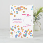 Faire-part de naissance de bulles colorées (Debout devant)