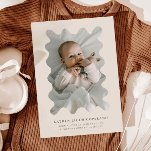 Faire-part de naissance de cadre beige