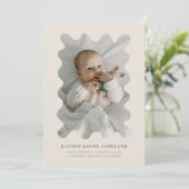 Faire-part de naissance de cadre beige (Debout devant)