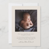 Faire-part de naissance de cadre beige (Dos)