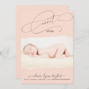 Faire-part de naissance de cadre de papier déchiqu