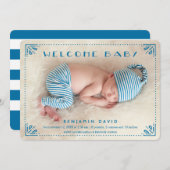 Faire-part de naissance de cadre doux et pointillé (Devant / Derrière)