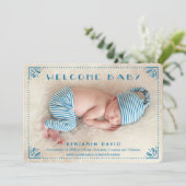 Faire-part de naissance de cadre doux et pointillé (Debout devant)