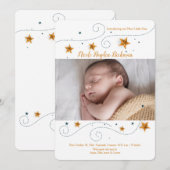 Faire-part de naissance de cadre photo Star (Devant / Derrière)