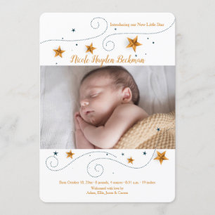 Faire-part de naissance de cadre photo Star