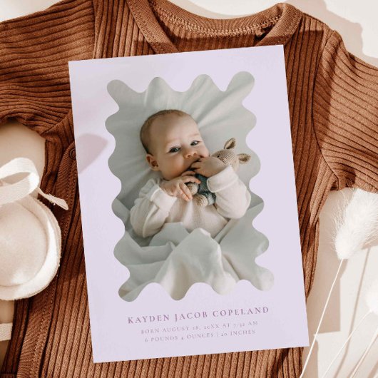 Faire-part de naissance de cadre pourpre