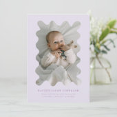 Faire-part de naissance de cadre pourpre (Debout devant)