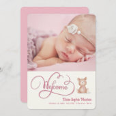 Faire-part de naissance de calligraphie de bienven (Devant / Derrière)