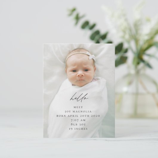 Faire-part de naissance de calligraphie moderne (Debout devant)