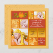 Faire-part de naissance de Carré photo Citrouille  (Devant / Derrière)