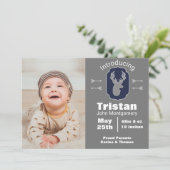 Faire-part de naissance de cerfs communs rustiques (Debout devant)