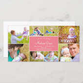 Faire-part de naissance de collage élégant - rose (Devant / Derrière)