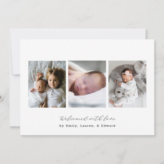Faire-part de naissance de collage photo minimalis (Dos)
