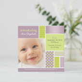 Faire-part de naissance de concepteur Lilac Patchw (Debout devant)