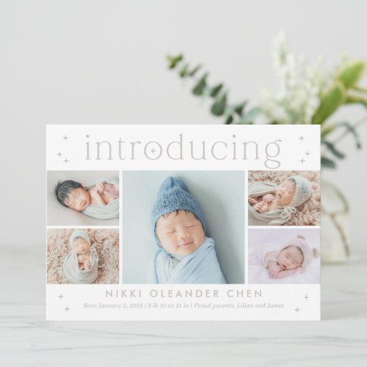 Faire-part de naissance de couleur modifiable à l' (Debout devant)