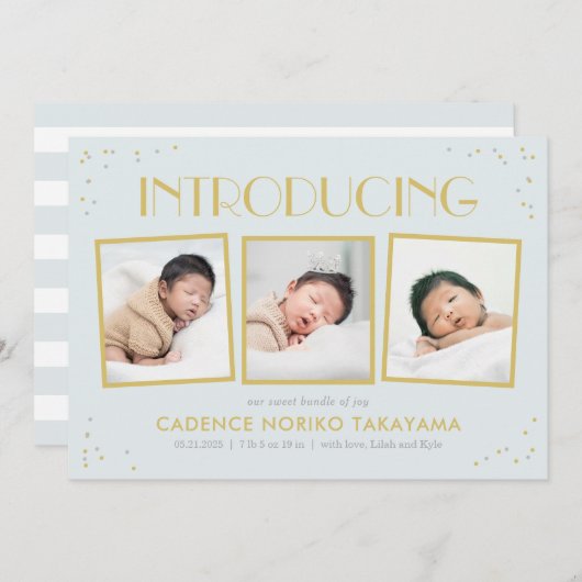 Faire-part de naissance de couleurs modifiable pou (Devant / Derrière)