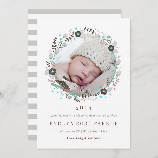 Faire-part de naissance de courge douce (Devant / Derrière)