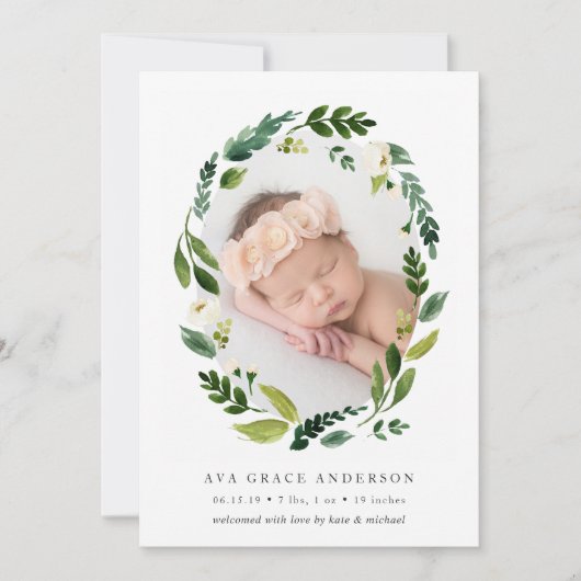 Faire-part de naissance de couronne d'albâtre (Devant)