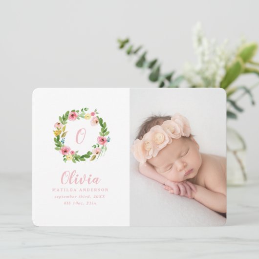 Faire-part de naissance de courroie d'aquarelle (Debout devant)