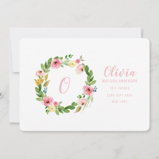 Faire-part de naissance de courroie d'aquarelle (Devant)