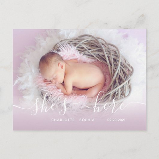 Faire-part de naissance de fille (Devant)