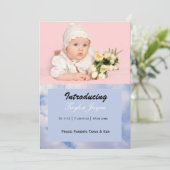 Faire-part de naissance de fille avec des nuages r (Debout devant)