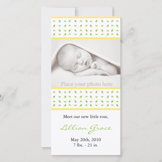 Faire-part de naissance de fille - Carte photo (Devant)