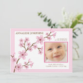 Faire-part de naissance de fille Fleur de cerisier (Debout devant)