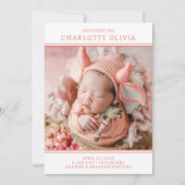 Faire-part de naissance de fille photo moderne (Devant)