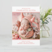 Faire-part de naissance de fille photo moderne (Debout devant)