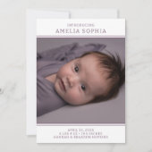 Faire-part de naissance de fille photo moderne (Devant)