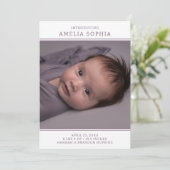 Faire-part de naissance de fille photo moderne (Debout devant)