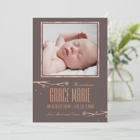 Faire-part de naissance de fleurs de Cooper (Debout devant)