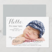 Faire-part de naissance de garçon : "Bonjour Bébé" (Devant / Derrière)