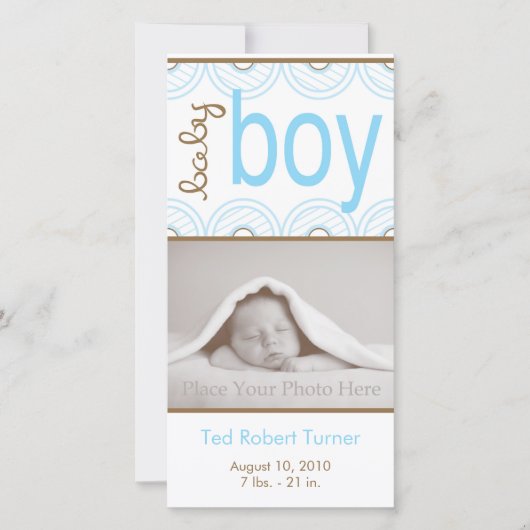 Faire-part de naissance de garçon - Carte photo (Devant)
