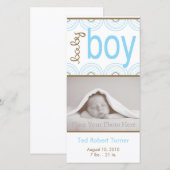 Faire-part de naissance de garçon - Carte photo (Devant / Derrière)
