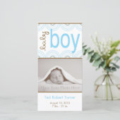 Faire-part de naissance de garçon - Carte photo (Debout devant)