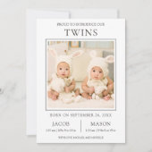 Faire-Part de Naissance de Jumeaux avec Photo de S (Devant)