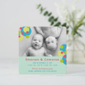 Faire-part de naissance de jumeaux Bébé cercles ef (Debout devant)