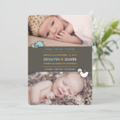 Faire-part de naissance de jumeaux garçons bébé ca (Debout devant)