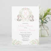 Faire-part de naissance de lapin Preppy Crest (Debout devant)