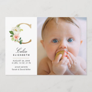 Faire-part de naissance de monogramme