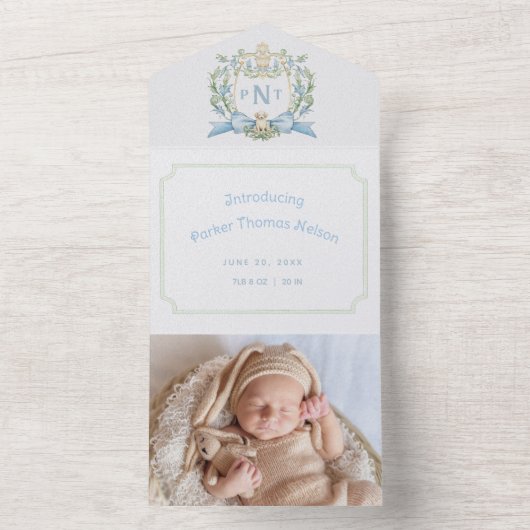 Faire-part de naissance de monogramme de poignets  (À l'intérieur)