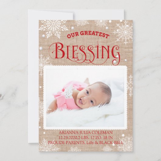 Faire-part de naissance de Noël (Devant)