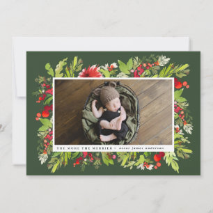 Faire-part de naissance de noël du feuillage aquar