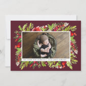 Faire-part de naissance de noël du feuillage aquar (Devant)