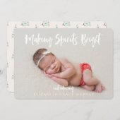 Faire-part de naissance de Noël moderne bébé fille (Devant / Derrière)