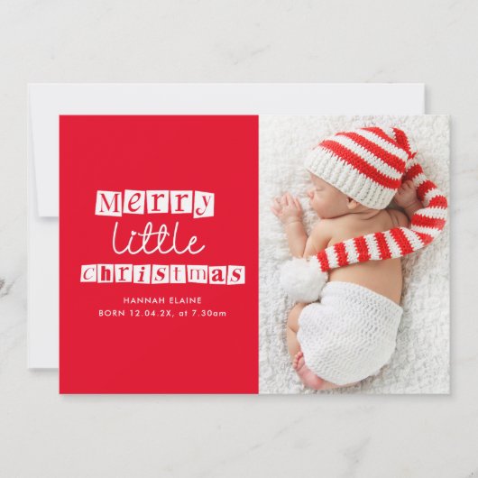 faire-part de naissance de noël moderne rouge (Devant)